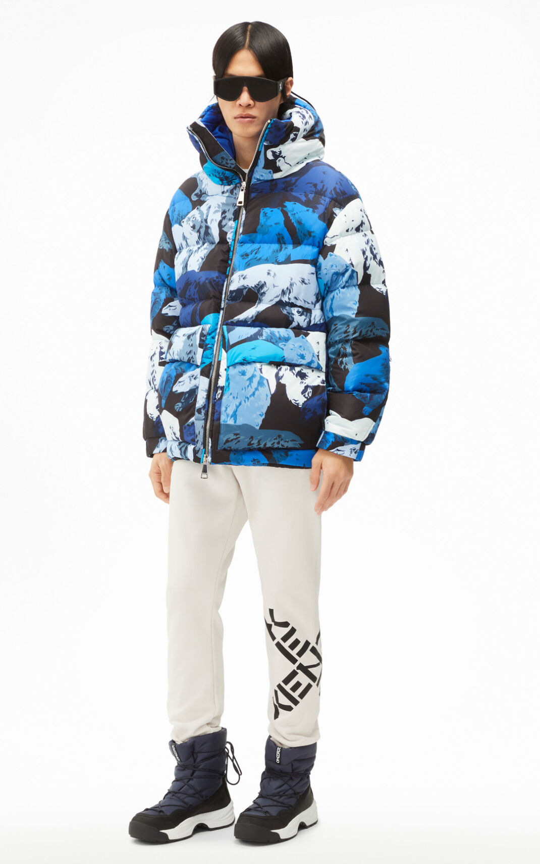 Jaqueta Pena De Ganso Kenzo Polar Bear Masculino - Pretas | 265QHNFWK